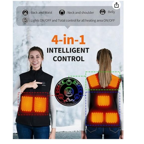 DOACE Heated Vest APP Control with Battery Pack for Men and Women Black 2XL - Picture 3 of 11